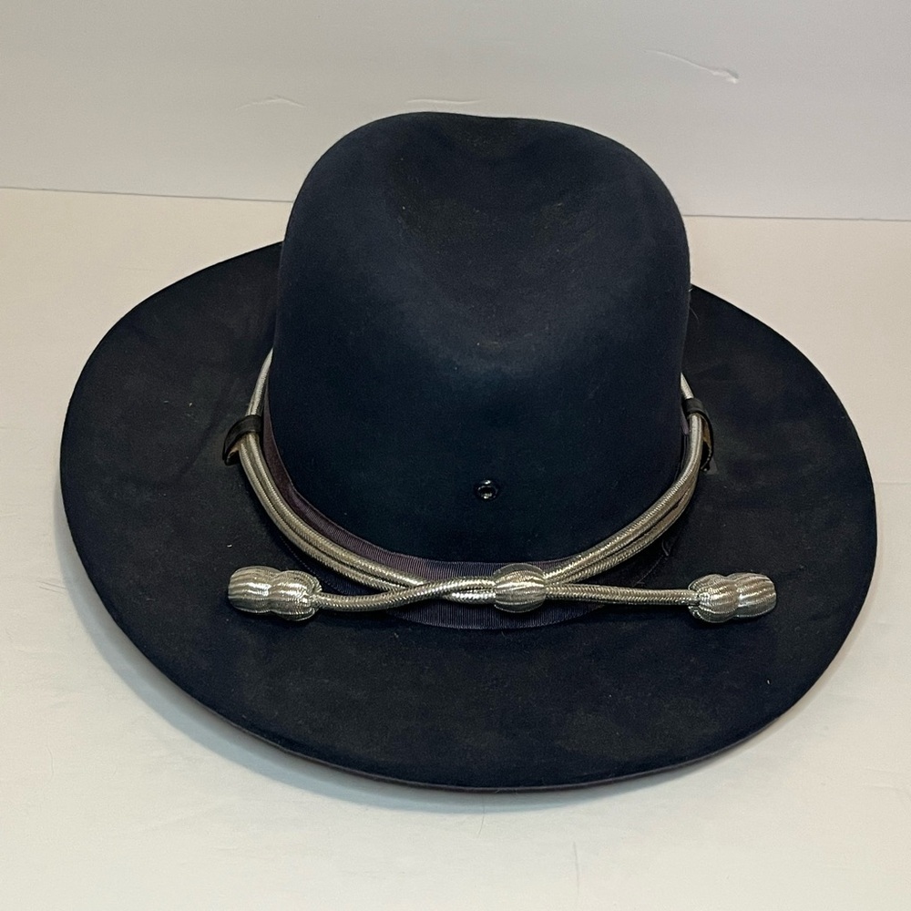 Stratton Campaign Style Felt Hat in Navy Silver Tassel Accent Size 7 - Picture 3 of 11